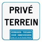 Informatiebord - Privé terrein - Verboden toegang art. 3.67