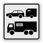 Sticker Paardentrailer/vrachtwagen 250x250mm wit met pictogram