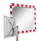 Miroir de circulation acrylique - 800x600mm - avec cadre rouge/blanc
