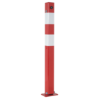 Poteau de parking rabattable - 70x70mm - rouge/blanc - avec plaque de fixation - serrure triangulaire 8mm