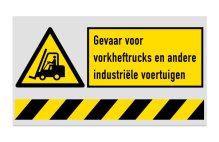 Waarschuwingsbord W014 - gevaar voor vorkheftrucks + tekstblok