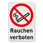 Verbotsschilder - Rauchen verboten und Text