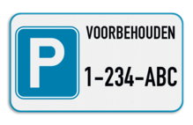 Parkeerplaats bord 4:2 - Voorbehouden met jouw nummerplaat