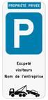 Panneau de stationnement réservé aux visiteurs + règlement sur l'enlèvement par remorquage