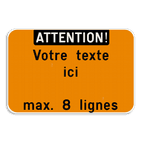 Panneau de texte - Orientation paysage - Blanc/orange fluo