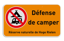 Panneau d'interdiction - Camping interdit - Texte personnalisé