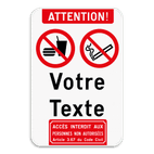 Panneau combiné avec 2 pictogrammes - Texte personnalisé