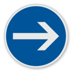 Vorschriftszeichen 211-20 - Vorgeschriebene Fahrtrichtung – hier rechts