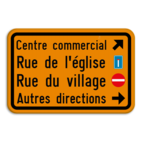 Panneau de signalisation - F39 - 4 blocs de texte + pictogrammes