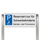 Parkplatzschild mit zwei Aluminium gebürstete Pfosten Reserviert nur für Schwerbehinderte