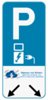 Panneau de stationnement E9 - Borne de recharge + logo personnalisé + flèche d'indication