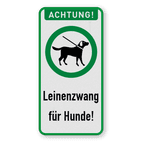 Hinweisschild - ACHTUNG, Leinenzwang für Hunde!