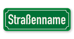 Straßennamenschild 600x200mm - 1 Zeile mit Rand