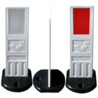 Mini rijbaangeleider - rood/wit - dubbelzijdig reflecterend klasse 2 - met zwarte voet