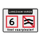 Scheepvaartbord langzaam varen -