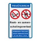 Verkeersbord Rook- en samenscholingsverbod + Verboden toegang