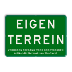 Informatiebord EIGEN TERREIN + Artikel 461 - GROEN - BT05