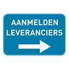 Informatiebord - Aanmelden leveranciers met pijl