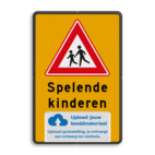 Verkeersbord RVV J21 Spelende kinderen en logo