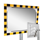 Miroir de sécurité acrylique - 600x400mm - avec cadre jaune/noir