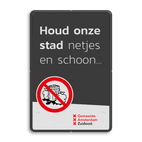 Mottobord - Houd onze stad schoon met logo