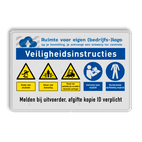 Veiligheidsbord met logo en diverse veiligheidsinstructies