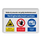 Veiligheidsbord met veiligheidsinstructie en 3 pictogrammen