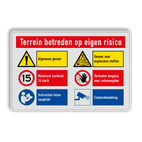 Veiligheidsbord voor eigen terrein met 6 pictogrammen