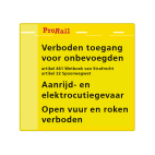Waarschuwingsbord ProRail - Verboden toegang - 300x280mm