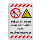 Waarschuwingsbord roken en open vuur verboden en explosiegevaar - reflecterend