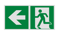 Vluchtroute bord met pijl naar links