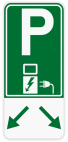 Parkeerbord E9 elektrisch laden - groen - met pijlen