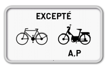Panneau G2000 - M12 - Excepté cyclistes et cyclomoteurs de classe A