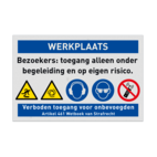 Veiligheidsbord voor werkplaats met 5 PBM pictogrammen