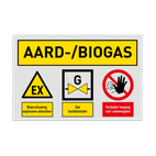 Veiligheidsbord voor ruimte met aardgas of biogas