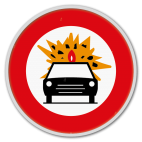 Panneau G2000 - C24b - Accès interdit aux conducteurs de véhicules transportant les marchandises dangereuses inflammables ou explosibles
