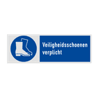 Gebodsbord met pictogram en tekst Veiligheidsschoenen verplicht