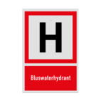 Brand bord met pictogram en tekst Bluswaterhydrant met tekst