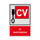 Bord met pictogram en tekst Locatie CV Noodschakelaar