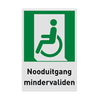 Nooduitgangbord met pictogram en tekst Nooduitgang mindervaliden