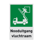 Nooduitgangbord met pictogram en tekst Nooduitgang vluchtraam