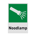 Reddingsmiddelenbord met pictogram en tekst Noodlamp