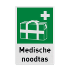 Reddingsbord met pictogram en tekst EHBO Medische noodtas