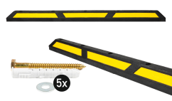 Butée de parking en caoutchouc - 1800x150x100mm - réfléchissant jaune ou blanc