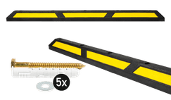 Butée de parking en caoutchouc - 1760x145x120mm - réfléchissant noir/jaune