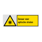 Veiligheidsbord met pictogram en tekst Gevaar voor optische stralen