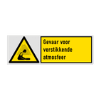 Veiligheidsbord met pictogram en tekst Gevaar voor verstikkende atmosfeer