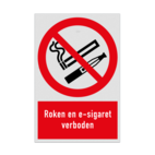 Verbodsbord met pictogram en tekst Roken en e-sigaret verboden - reflecterend