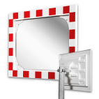 Miroir de circulation acrylique - 600x400mm - avec cadre rouge/blanc