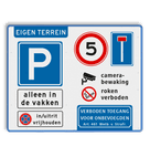 Verkeersbord eigen terrein met regels terrein - reflecterend